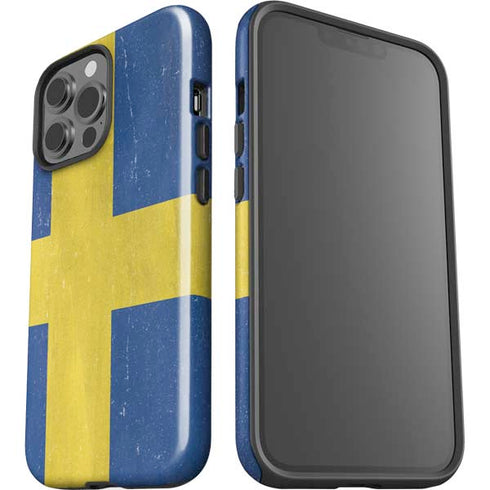 Sweden Flag Distressed iPhone 15 Pro Max Impact Case